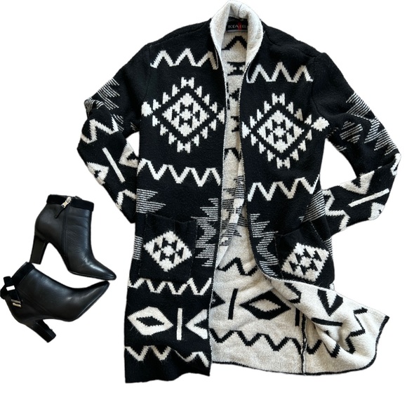 TODA BELA Sweaters - TODA BELA Aztec Wool Blend Duster Cardigan Sweater Size Large